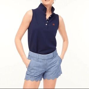 J. Crew Chambray shorts with scalloped hem, size 14